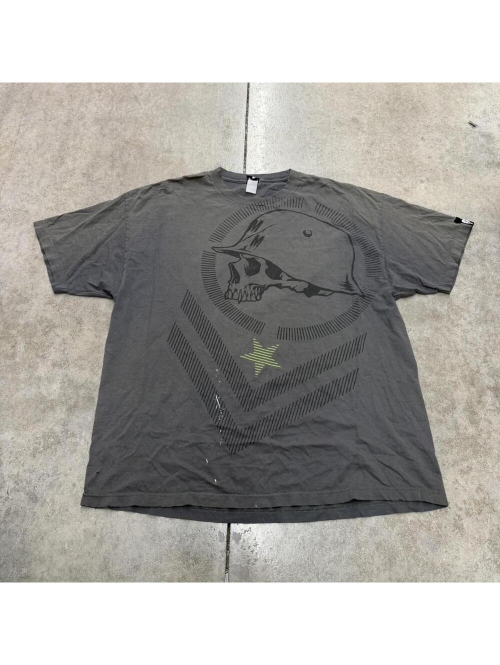 vintage metal mulisha faded dark grey big skull shirt size xl